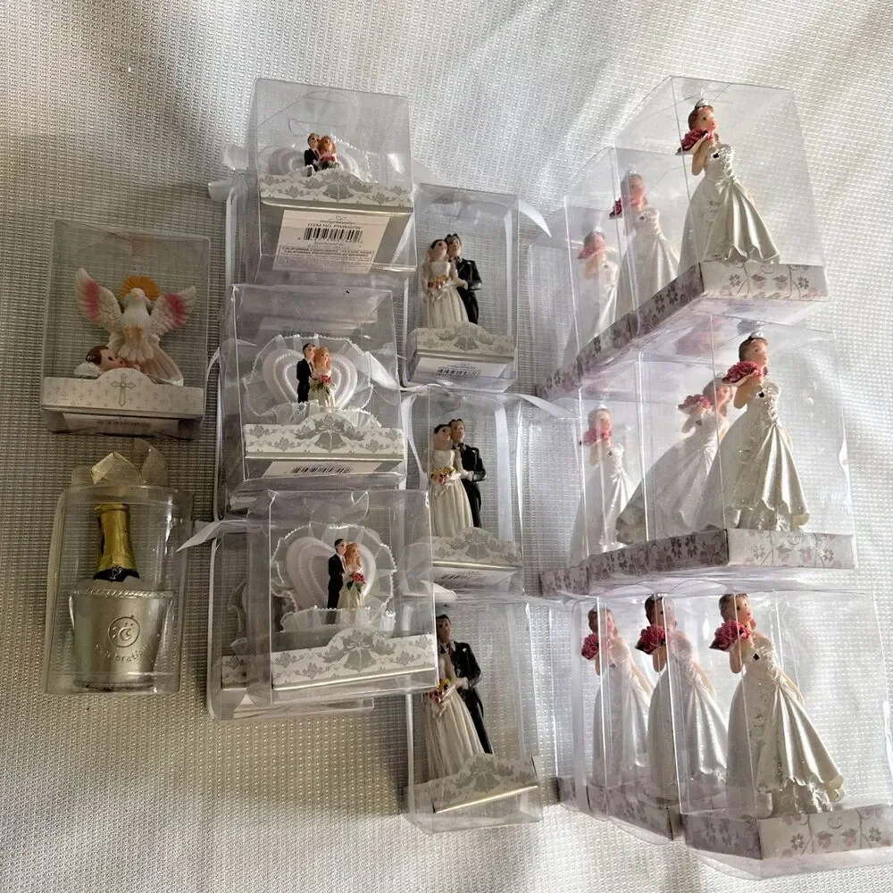 Lot of 20 Keepsake Wedding Cake Cupcake Toppers Poly Resin Mega Favors - NIB